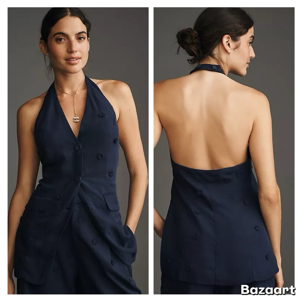 NWT Maeve Linen Blend Halter Vest Sz XS